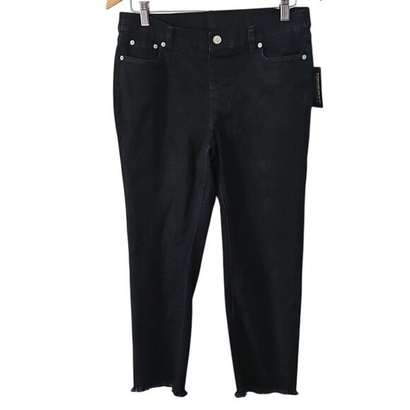 Denim & Co. Women’s Petite Size 10P Ankle Jeans – Dark Wash Frayed Hem NWOT - Picture 2 of 7